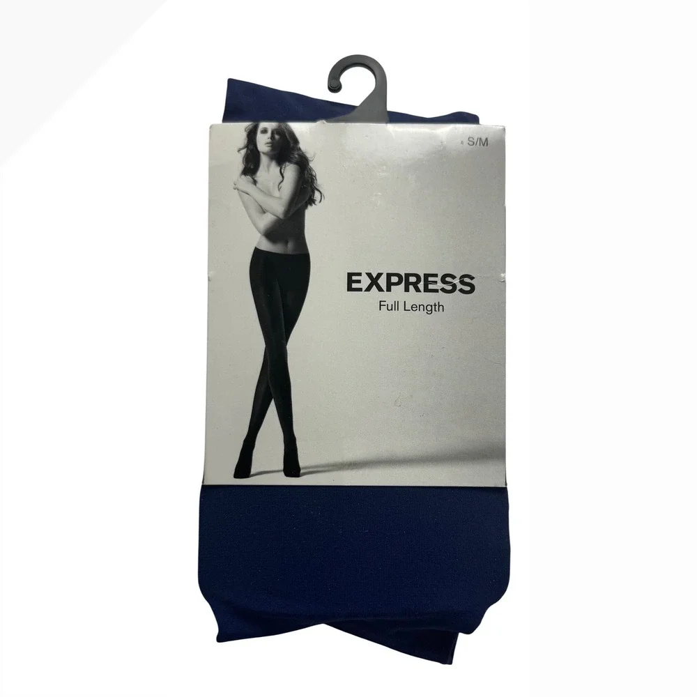 Express Full Length Navy Blue Tights Hosiery S/M Made in USA